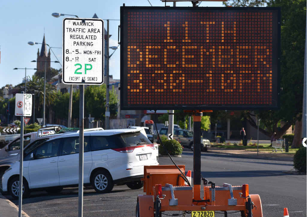 START OF IT ALL: Palmerin St business owners have expressed frustration after the council chose to announce it had changed the time for a road closure on a flashing sign, instead of telling them officially.